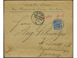 1890, Krone/Adler 20 Pfg. violettultramarin mit nachträglicher Entwertung “BREMEN 6.1.89” auf Vordruckbrief “South-Sea Island