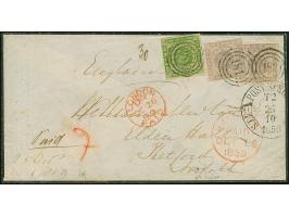 1854, 16 sk. lilac, 2 copies, and 1858, 8 sk. green, one 16 sk. slightly touched, otherwise all clear to large margins and fr