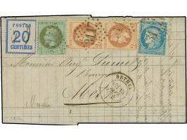 “20” Taxstempel (Spalink-Nr. DTax 6), kompletter Faltbrief von “RETHEL 13 SEPT. 71”, frankiert mit Napoléon lauré 1 C. olivgr