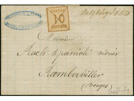 10 C. ockerbraun, Spitzen nach oben, farbfrisch, sauber entwertet durch Federkreuz-Entwertung auf vollständigem Faltbrief mit