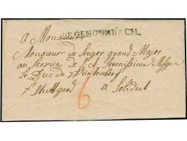 1773, "DE GENGENBACH", L1 sehr schön abgeschlagen auf komplettem Faltbrief an einen Major nach Schloss Solitude bei Ludwigsbu