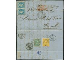 Alexandretta: 1869, entire letter to Marseilles, franked on reverse with Turkey 1868 Duloz 20 pa. green and 1 pi. yellow, per