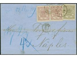 1864, 16 sk. olive and two copies 3 sk. lilac, all nice fresh colour, tied by duplex "39/KBH.JB.PSTCT 22 7" to letter sheet f