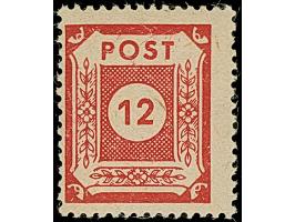 1945, Ziffern 12 Pfg. karminrot, Probedruck auf grauem Papier mit typischer faseriger Zähnung K 13:12 ½, postfrisch und tadel