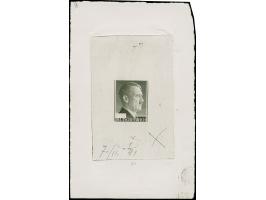 1942, Hitler ohne Wertziffer als ungezähnter Probedruck in Schwarz als Einzelabzug im Blockformat (89 x 142 mm) auf Kunstdruc