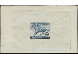 1942, Deutsches Derby 25 Pfg. als ungezähnter Probedruck in Schwarzblau als Einzelabzug im Blockformat (117 x 71 mm) mit hand