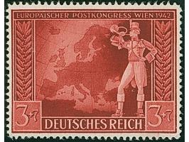 1942, Europäischer Postkongress 3 Pfg. &nbsp;als gezähnter Probedruck in Dunkelbräunlichrot mit Linienzähnung 14½, ungebrauch