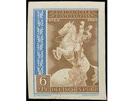 1942, Europäischer Postkongress 6 Pfg. als ungezähnte Andruckprobe auf dünnem Papier ohne Gummierung. Die Marke hat leichte B