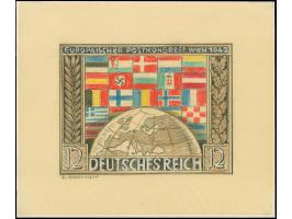 1942, Europäischer Postkongress 12 Pfg. als Entwurf im Format 194 x 160 mm mit Bleistiftvermerk des Graphikers E. Meerfwald a