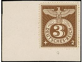 1943, Sonderstempelmarke 3 Pfg. &nbsp;als gezähnter Probedruck in Schwärzlichsepia mit Linienzähnung 14½ auf Vorlagekartontei