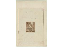 1943, Arbeitsdienst 3 Pfg. als ungezähnter Probedruck in Dunkelsiena als Einzelabzug im Blockformat (75 x 112 mm), postfrisch