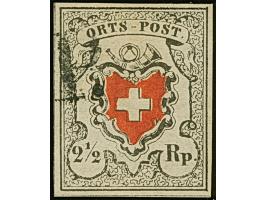 1850, ORTS-POST 2½  Rp. mit Kreuzeinfassung, farbfrisch und breitrandig, leicht entwertet durch Teilabschlag "P.P.". Einwandf