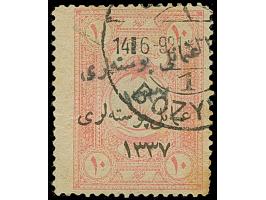 1921, Finance Fiscal 10 pa. rose handstamped 1337 additional to typo overprint, good perfs, clear cancelled ‘BOZYÜK 14.6.921’