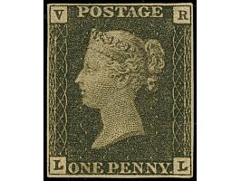 OFFICIALS: 1840, Unissued "VR" 1 d. black, LL, small but regular margins all around, unused without gum, slightly toned, othe