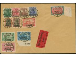 1920, Germania-Ausgabe, die elf am 14.6. verausgabten Werte, mit einzeln sauber aufgesetztem Ersttagsstempel auf Blanko-Umsch