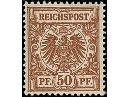 50 Pfg. dunkellilabraun, postfrisch und in tadelloser Erhaltung. Die farbfrische Marke ist unsigniert mit Fotobefund Wiegand 