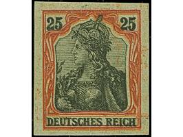 1902, Andruckprobe 25 Pfg. ungezähnt mit Doppeldruck auf grünlichem, satiniertem Papier ohne Gummierung, in einwandfreier Erh
