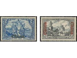 Amtlich nicht ausgegeben: 1901, Reichspost 2 und 3 M. je in Type I, Aufdruck mit kommaförmigem i-Punkt, farbfrisch und gut ge