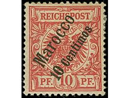 1899, 10 C. auf 10 Pfg. dunkelrosarot (lechaftocker quarzend), farbfrisch und gut gezähnt, ungebraucht, in einwandfreier Erha