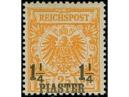 1¼ Pia. auf 25 Pfg. gelborange, ist farbfrisch und gut gezähnt, postfrisch und ist in tadelloser Erhaltung. Postfrische Marke