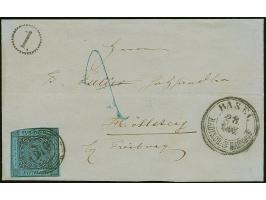 "170" sauber auf 3 Kr. auf blau, oben links schräg angeschnitten, sonst voll- bis breitrandig, mit nebengesetztem DKr. "BASEL