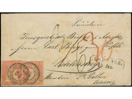 "84" LÖRRACH als Fremdentwertung auf zwei Einzelwerten Schweiz Strubel, Münchener Druck, 15 Rp. Lilakarmin, auf Briefkuvert n