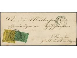 "137" auf 6 Kr. auf gelb, unten leicht berührt, sonst bereit- bis überrandig, mit Teilen von 4 Nachbarmarken, zusammen mit 3 