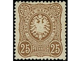 25 Pfge (dunkel)siena, ist farbfrisch und teils etwas unregelmäßig gezähnt. Die ungebrauchte Marke hat einen minimalen Stockp