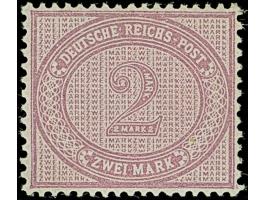 1889, 2 M. lebhaftraulila, ist farbfrisch und gut gezähnt. Die ungebrauchte Marke ist in tadelloser Erhaltung, doppelt signie