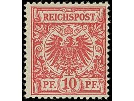 Krone/Adler 10 Pfg. rosarot (leuchtend karmin(rosa) quarzend), ist farbfrisch und gut gezähnt. Die postfrische Marke ist in t
