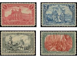 Versuchsauflage mit Linienzähnung 11½: 1900, Reichspost 1-5 M. komplett, ungebraucht, dabei 2 M. in Type I, 3 M. in Type II u