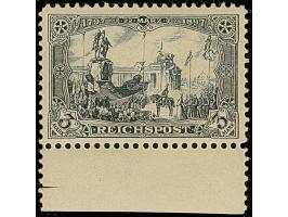 Versuchsauflage mit Linienzähnung 11½: 1900, Reichspost 3 M., Unterrandstück in Type I, ist farbfrisch und sehr gut gezähnt. 