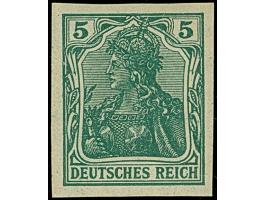1915, Germania 5 Pfg. (dunkel)opalgrün ungezähnt mit Wasserzeichen “Kreuze und Ringe”, farbfrisch, ungebraucht und in tadello