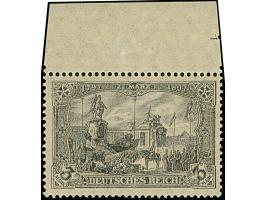 1919, Kriegsdruck 3 M. schwarzviolettgrau mit Zähnungslöcher 26:17, Oberrandstück, postfrisch und in tadelloser Erhaltung. Da