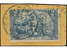 1900, Reichspost 2 M. in Type II mit EKr. “PEKING DP 26.2.01” auf Paketkarten-Briefstück. Die farbfrische und gut gezähnte Ma