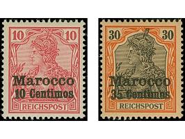 Amtlich nicht ausgegeben: 1903, 3 C. auf 3 Pfg. und 10 C. auf 10 Pfg. bis 1 P. auf 80 Pfg. je mit fettem Aufdruck, sind farbf