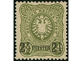1887, 2½ PIASTER auf 50 Pfg. (dunkel)oliv, ist farbfrisch und gut gezähnt. Die postfrische Marke ist in tadelloser Erhaltung,