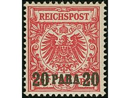 1889, 20 PARA auf 10 Pfg. dunkelrosa(rot) (gelblichorange quarzend), farbfrisch und sehr gut gezähnt, postfrisch und in tadel