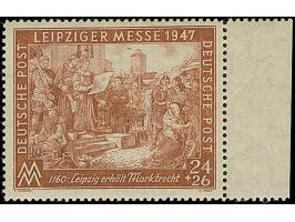 1947, Leipziger Frühjahrsmesse 24 Pfg. gezähnt L13 mit Wasserzeichen “Stufen steil steigend”, Randstück, postfrisch mit leich