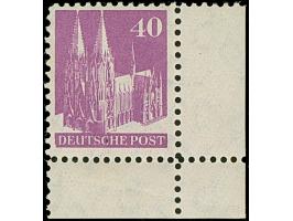 40 Pfg. mittelviolettpurpur, Type I, gezähnt L 11½ : 11 und Wasserzeichen 1W aus der rechten unteren Bogenecke (Bogenfeld 400