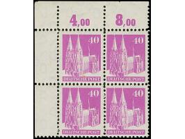 40 Pfg. rotviolett, zweimal in Type Ia, einmal in Type I und einmal in Type Ib, jeweils gezähnt L 11 : 11½ und mit Wasserzeic