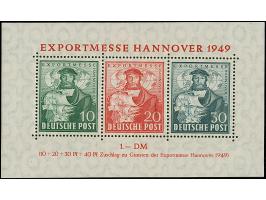 1949, Exportmesse Hannover-Block mit 30 Pfg. dunkelgrünlichgraublau, postfrisch und in einwandfreier Erhaltung, dreifach sign