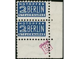 1950, Notopfer 2 Pfg. dunkelblau, gezähnt K 11¼ : 11 und mit Wasserzeichen 3X im senkrechten Paar und Leerfeld aus der rechte