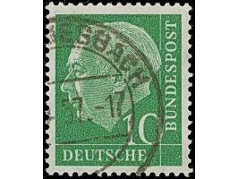 1954, Heuss 10 Pfg. mit Wasserzeichen 4 Z, sauber gestempelt und normal gezähnt, in einwandfreier Erhaltung. Ein sehr schönes