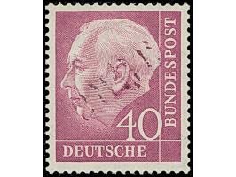 Heuss 40 Pfg. mit rückseitig vierstelliger Handstempel-Nummer als Versuchs-Rollenmarke, postfrisch und in einwandfreier Erhal