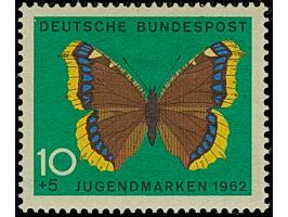 1962, Schmetterlinge 10 Pfg. ohne Wasserzeichen, postfrisch mit Farbspuren, in einwandfreier Erhaltung, jeweils doppelt signi