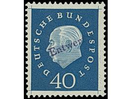 1959, Heuss III 7-40 Pfg. auf gelb fluoreszierendem Papier und Handstempel “Entwertet”, postfrisch und in einwandfreier Erhal