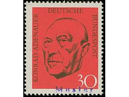 1968, unverausgabte Adenauer” 30 Pfg. in Rot mit Handstempel “Muster”, postfrisch und in tadelloser Erhaltung. Ein schönes Ex