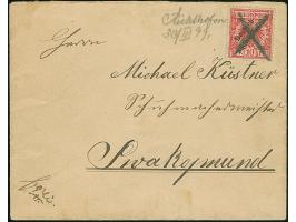 “Richthofen 30/III 99” handschriftlicher Aufgabevermerk der Bahnpost auf Brief mit Ausgabe 1898 10 Pfg. mit Federstrich-Entwe