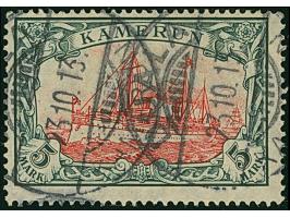1913, Friedensdruck Kaiseryacht &nbsp;5 M. mit Wasserzeichen, mit zwei Stempeln “DUALA KAMERUN 23.10.13”, in tadelloser Erhal